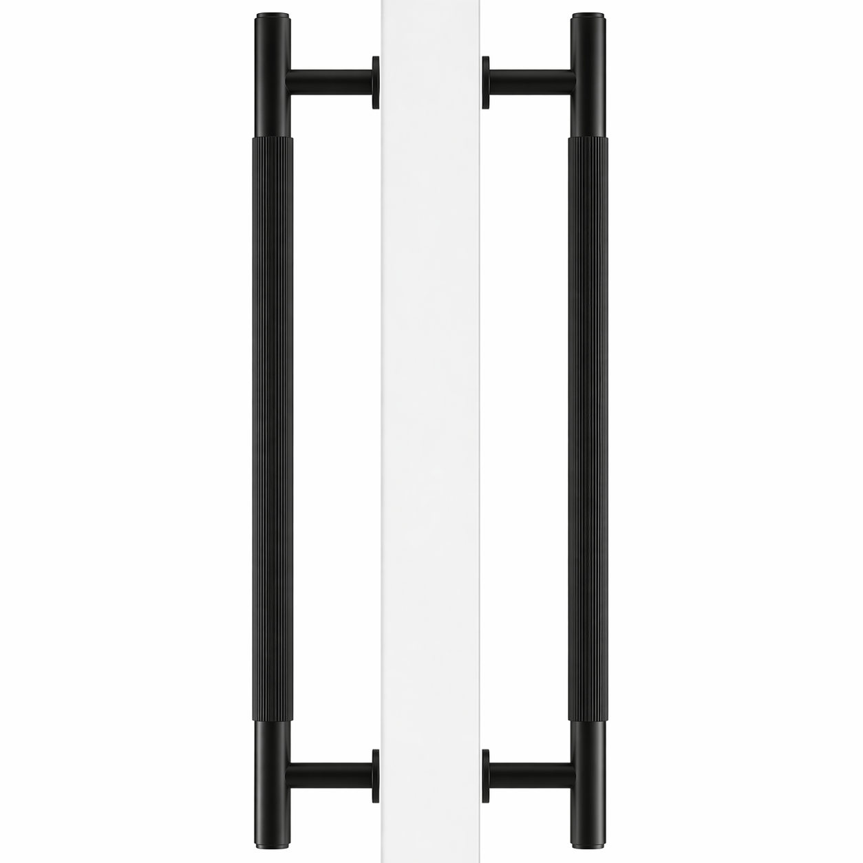 Cabinet Knobs & Handles 450mm (HS384) / Black / Solid Brass Bayside Luxe - Toorak Linear Knurled Black Double Door Handle