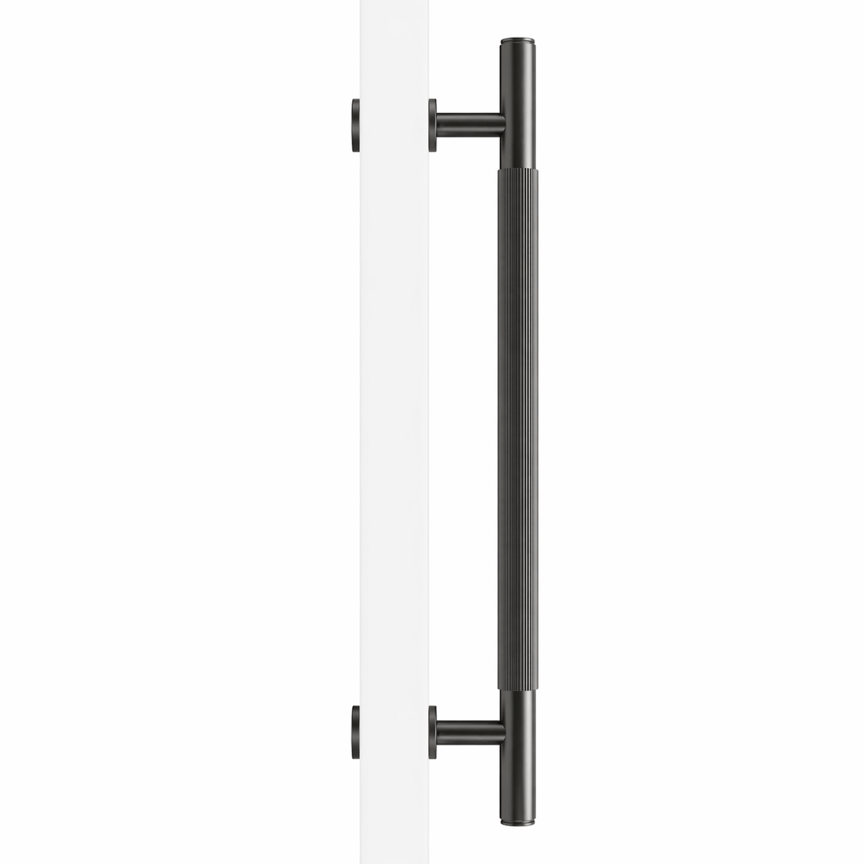 Cabinet Knobs & Handles 450mm (HS384) / Black / Solid Brass Bayside Luxe - Toorak Linear Knurled Black Single Door Handle