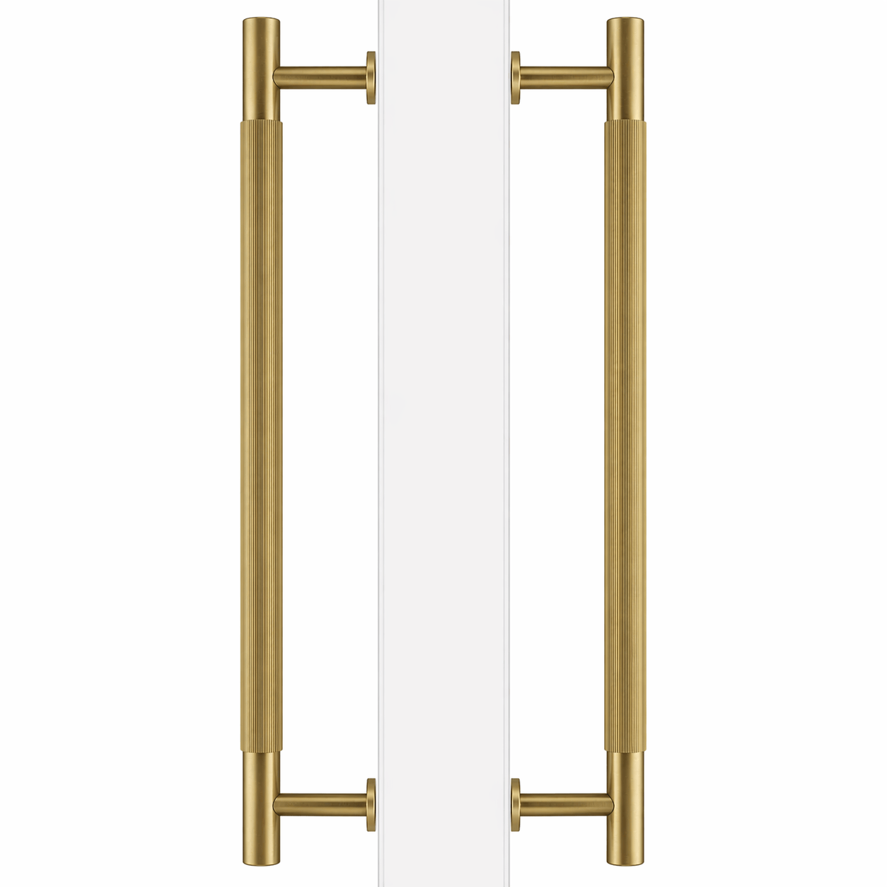 Cabinet Knobs & Handles 450mm (HS384) / Brass / Solid Brass Bayside Luxe - Toorak Linear Knurled Satin Brass Double Door Handle