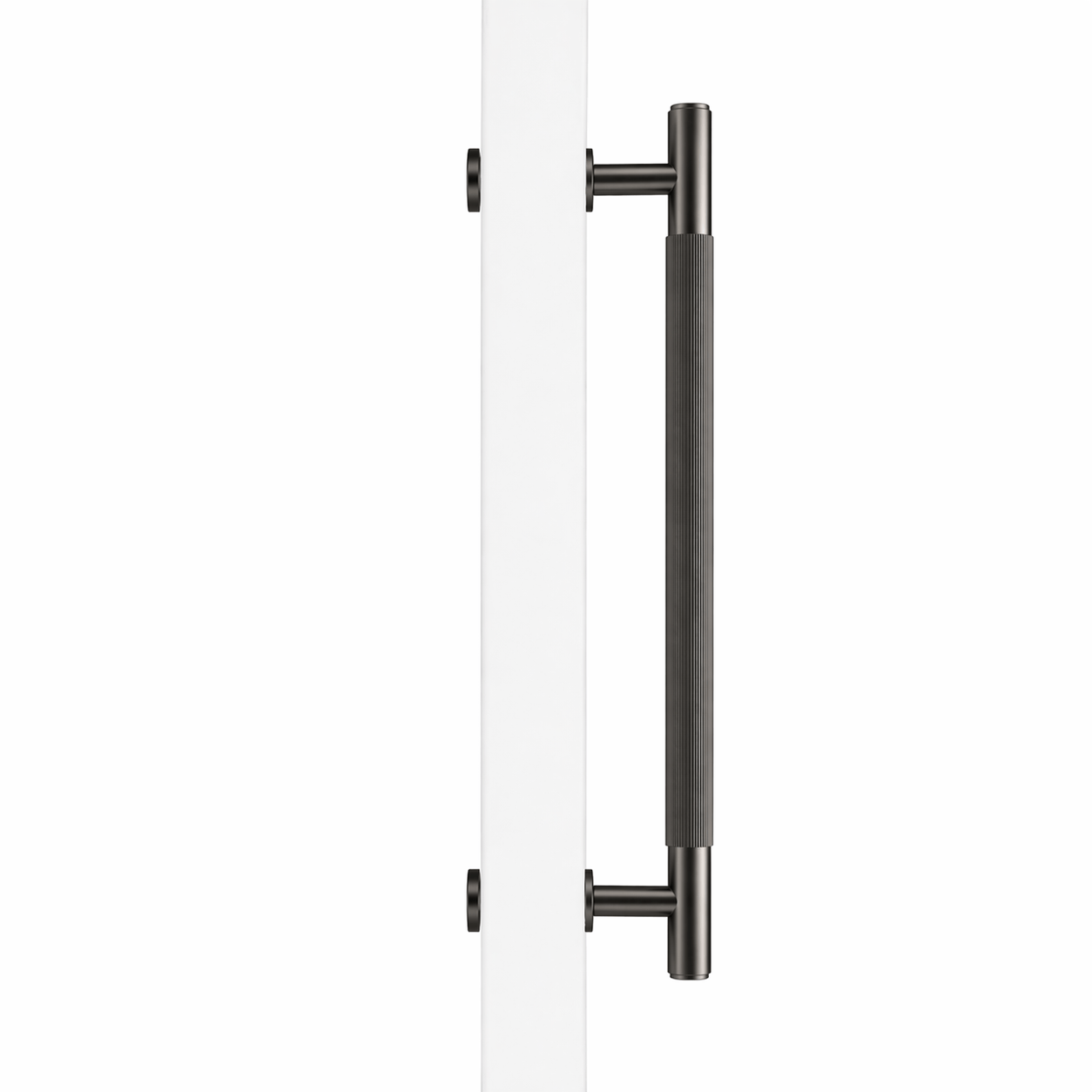 Cabinet Knobs & Handles 450mm (HS384) / Gunmetal Grey / Solid Brass Bayside Luxe - Toorak Linear Knurled Gunmetal Grey Single Door Handle