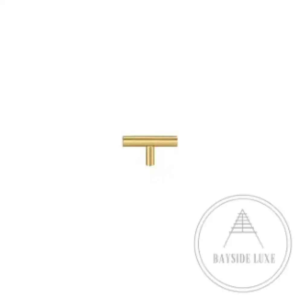 Cabinet Knobs & Handles 50 x 27mm T Bar / Satin Brass / Solid Brass Bayside Luxe - Rose Bay Satin Brass Handles