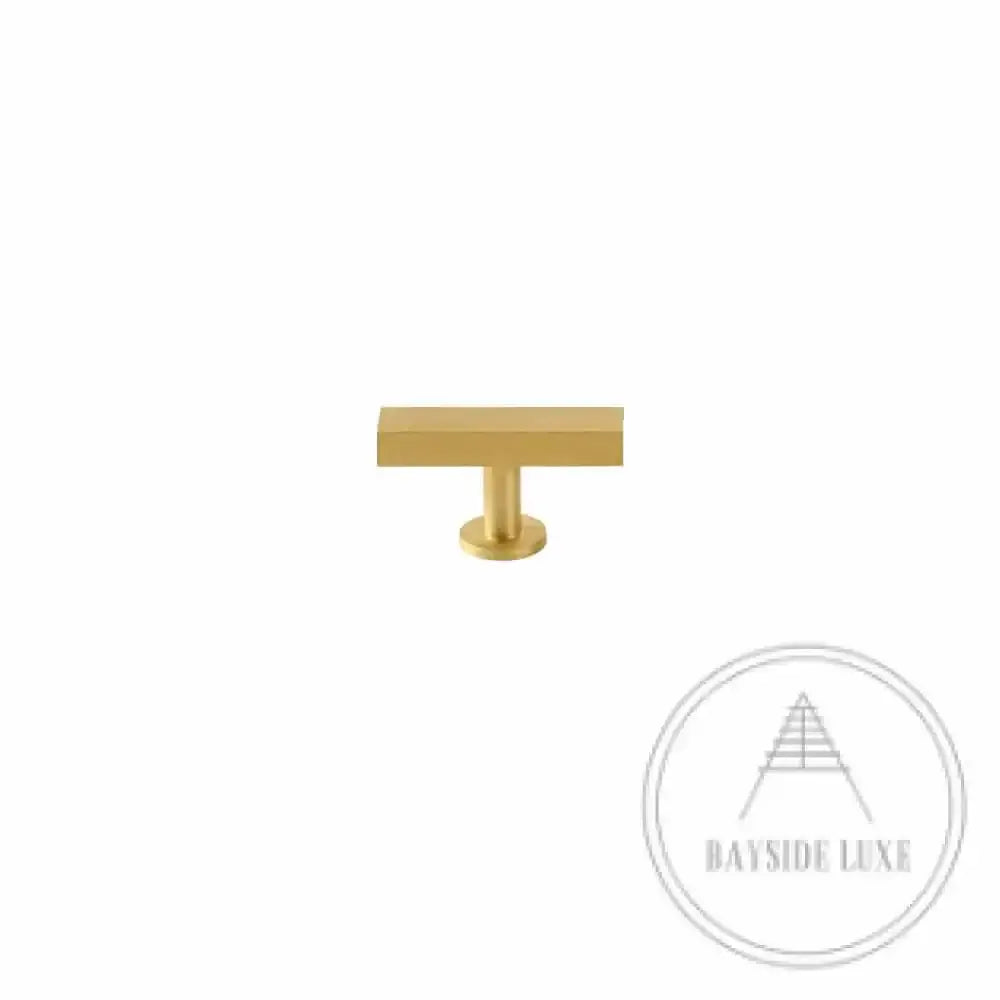 Cabinet Knobs & Handles 50 x 28mm T Bar / Satin Brass / Solid Brass Bayside Luxe - Bellevue Brass Cabinetry Handles