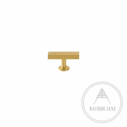 Cabinet Knobs & Handles 50 x 28mm T Bar / Satin Brass / Solid Brass Bayside Luxe - Bellevue Brass Cabinetry Handles