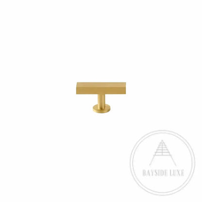 Cabinet Knobs & Handles 50 x 28mm T Bar / Satin Brass / Solid Brass Bayside Luxe - Bellevue Brass Cabinetry Handles