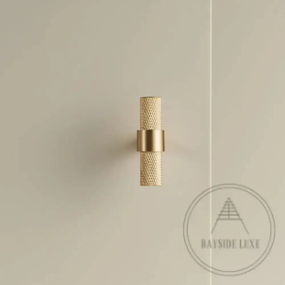 Cabinet Knobs & Handles 50 x 32mm T Bar / Brass / Solid Brass Bayside Luxe - Mount Eliza Satin Brass Brass Knurled T Bar Handles
