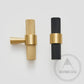 Cabinet Knobs & Handles 50 x 32mm T Bar / Brass / Solid Brass Bayside Luxe - Mount Eliza Satin Brass Brass Knurled T Bar Handles