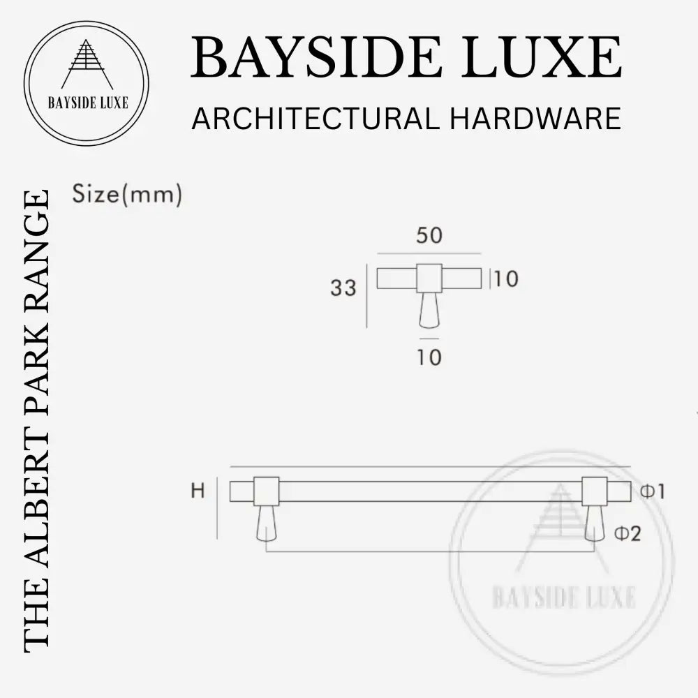 Cabinet Knobs & Handles 50 x 32mm T Bar / Satin Brass / Solid Brass Bayside Luxe - Albert Park - Brass Shaker T Bar Handle