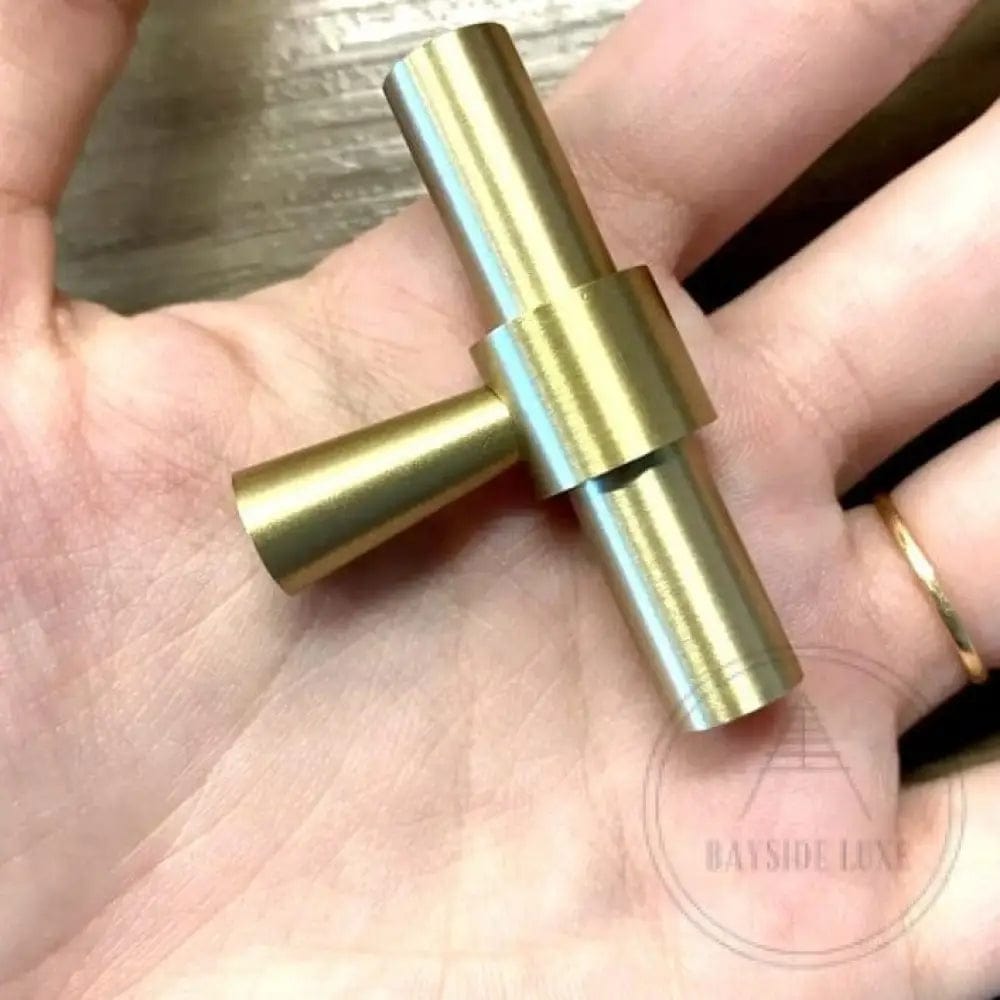 Cabinet Knobs & Handles 50 x 32mm T Bar / Satin Brass / Solid Brass Bayside Luxe - Albert Park - Brass Shaker T Bar Handle