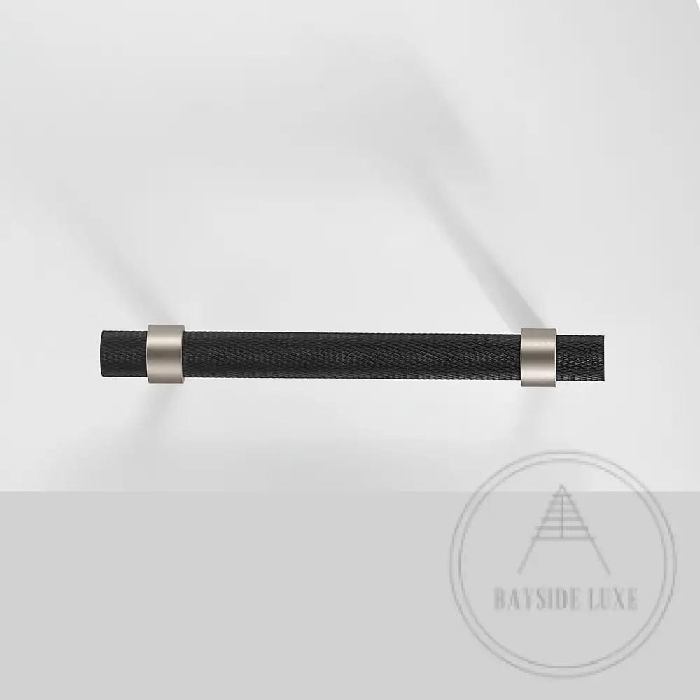 Cabinet Knobs & Handles 50 x 34mm T Bar / Black and Nickel / Solid Brass Bayside Luxe - Mount Eliza Black and Nickel Knurled T Bar Handle