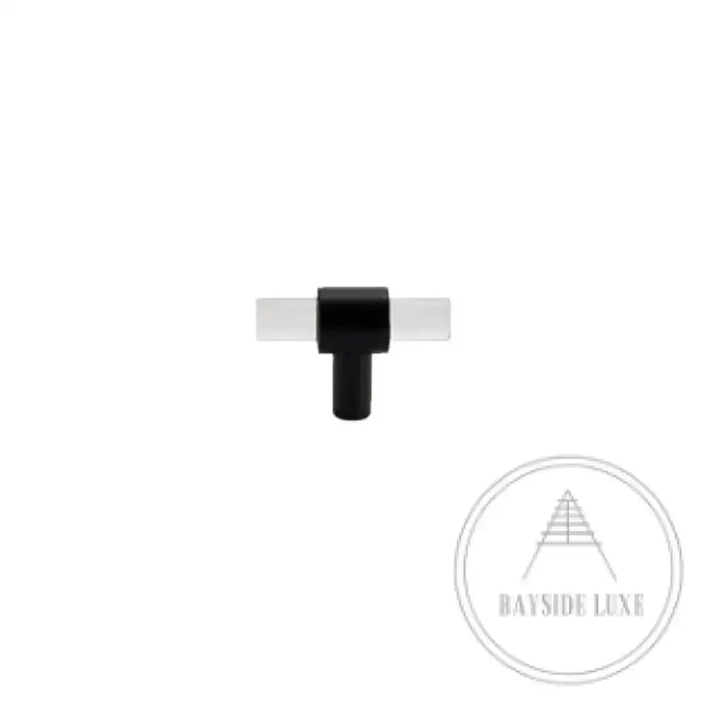 Cabinet Knobs & Handles 50 x 35mm T Bar / Black / Acrylic and Brass Bayside Luxe - Acrylic T Bar Cabinetry Handles