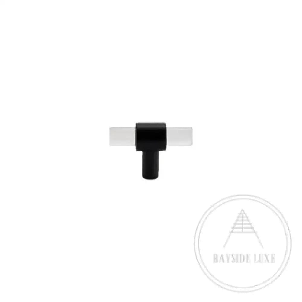 Cabinet Knobs & Handles 50 x 35mm T Bar / Black / Acrylic and Brass Bayside Luxe - Acrylic T Bar Cabinetry Handles