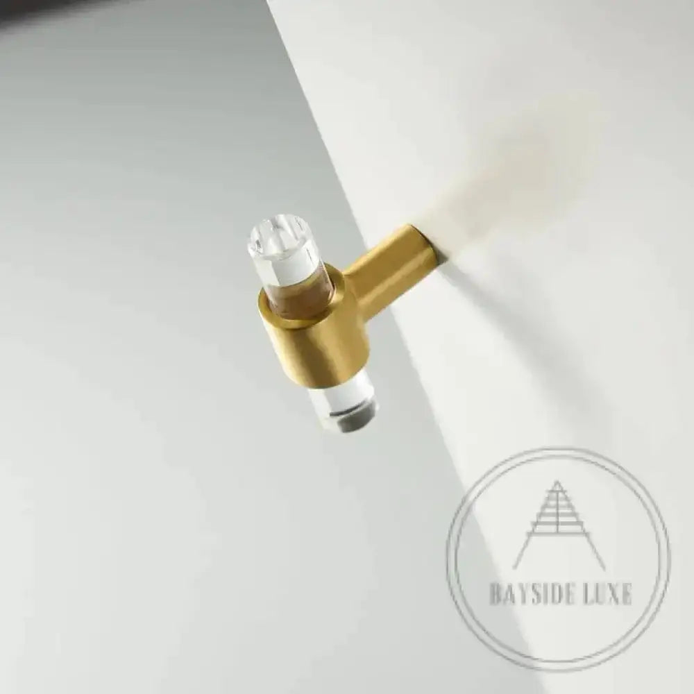 Cabinet Knobs & Handles 50 x 35mm T Bar / Satin Brass / Acrylic and Brass Bayside Luxe - Acrylic T Bar Cabinetry Handles