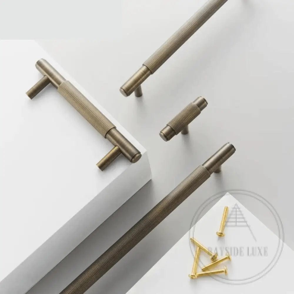 Cabinet Knobs & Handles 54.5 x 36mm T Bar / Antique Brass / Solid Brass Bayside Luxe - The Toorak - Antique Brass Luxe Cabinetry Handles