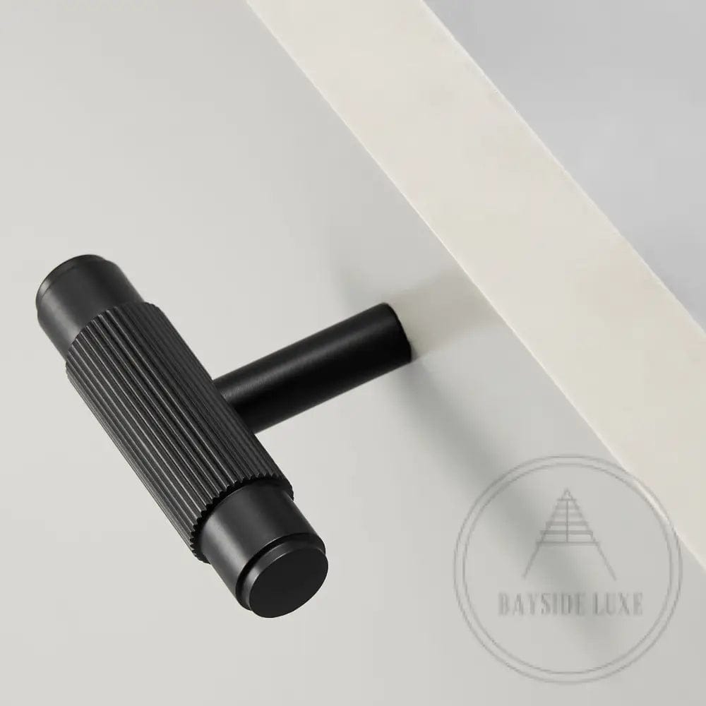 Cabinet Knobs & Handles 54.5 x 36mm T Bar / Black / Solid Brass Bayside Luxe - Toorak Brass T Bar Handles