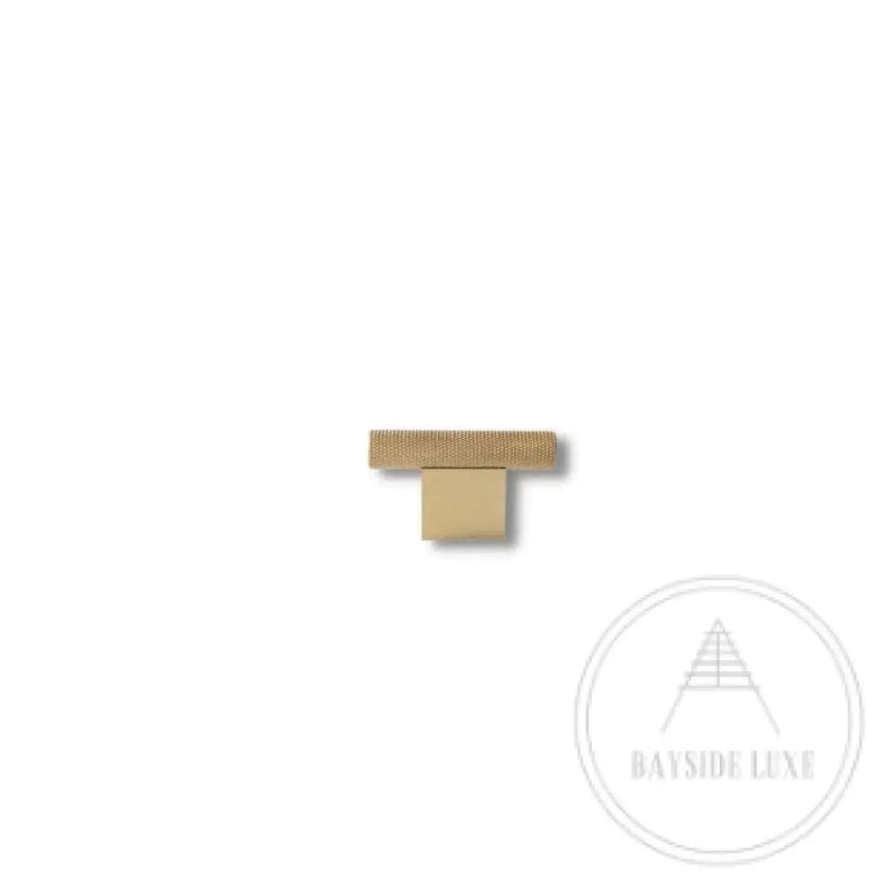 Cabinet Knobs & Handles 54 x 31mm T Bar / Satin Brass / Solid Brass Bayside Luxe - Camberwell Knurled Satin Brass T Bar handle