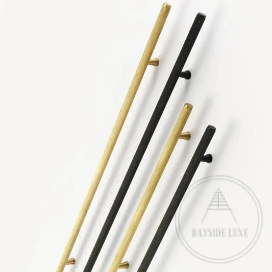 Cabinet Knobs & Handles 600 x 33mm (HS416) / Black / Solid Brass Bayside Luxe - The Hampton - Long Knurled Door Handle