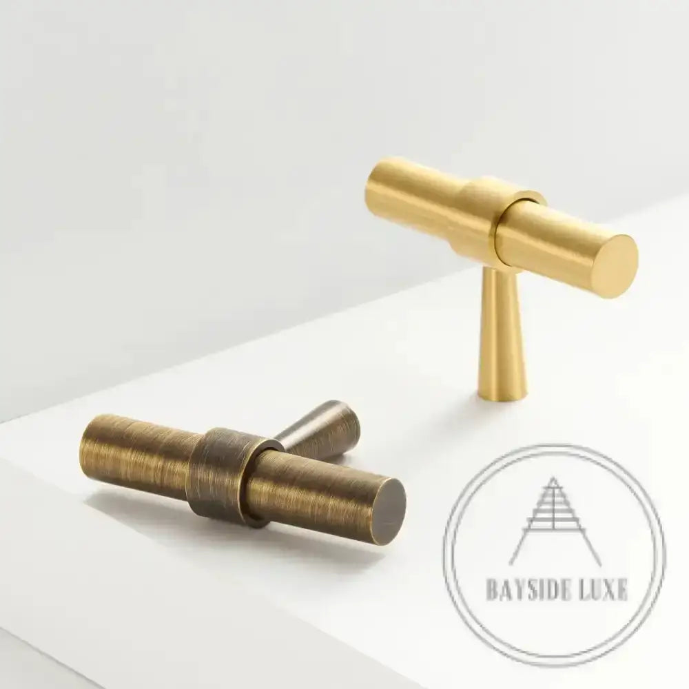 Cabinet Knobs & Handles Bayside Luxe - Albert Park Antique Brass Shaker Cabinetry Handles
