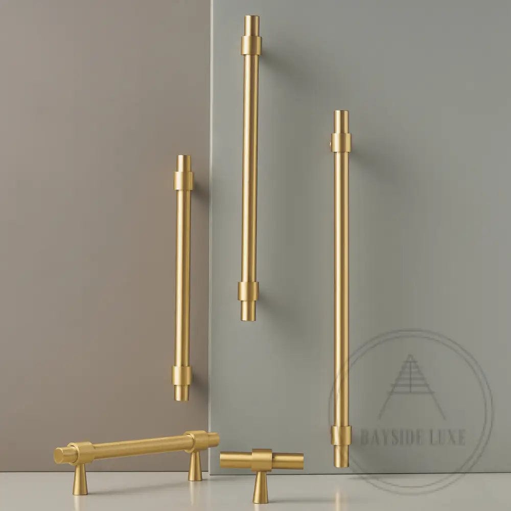 Cabinet Knobs & Handles Bayside Luxe - Albert Park Satin Brass Shaker Cabinetry Handles