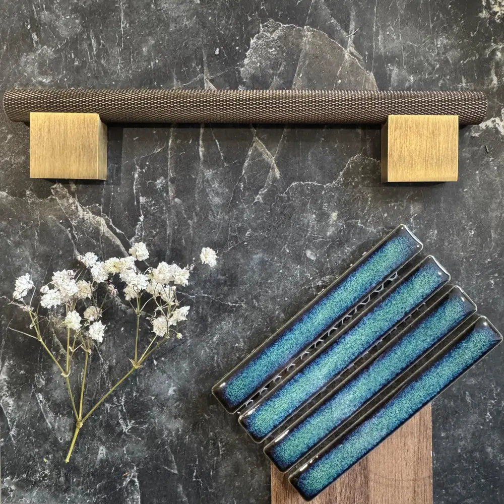 Cabinet Knobs & Handles Bayside Luxe - Camberwell Knurled Antique Brass Cabinetry Handles