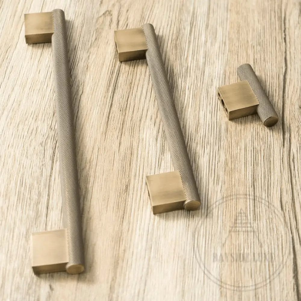 Cabinet Knobs & Handles Bayside Luxe - Camberwell Knurled Antique Brass Cabinetry Handles