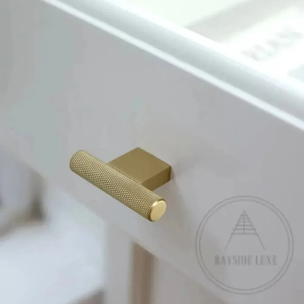 Cabinet Knobs & Handles Bayside Luxe - Camberwell Knurled Satin Brass Cabinetry Handles