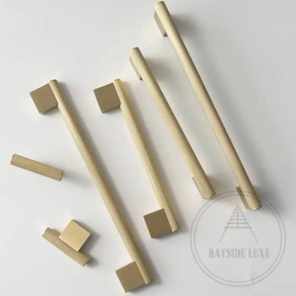 Cabinet Knobs & Handles Bayside Luxe - Camberwell Knurled Satin Brass Cabinetry Handles