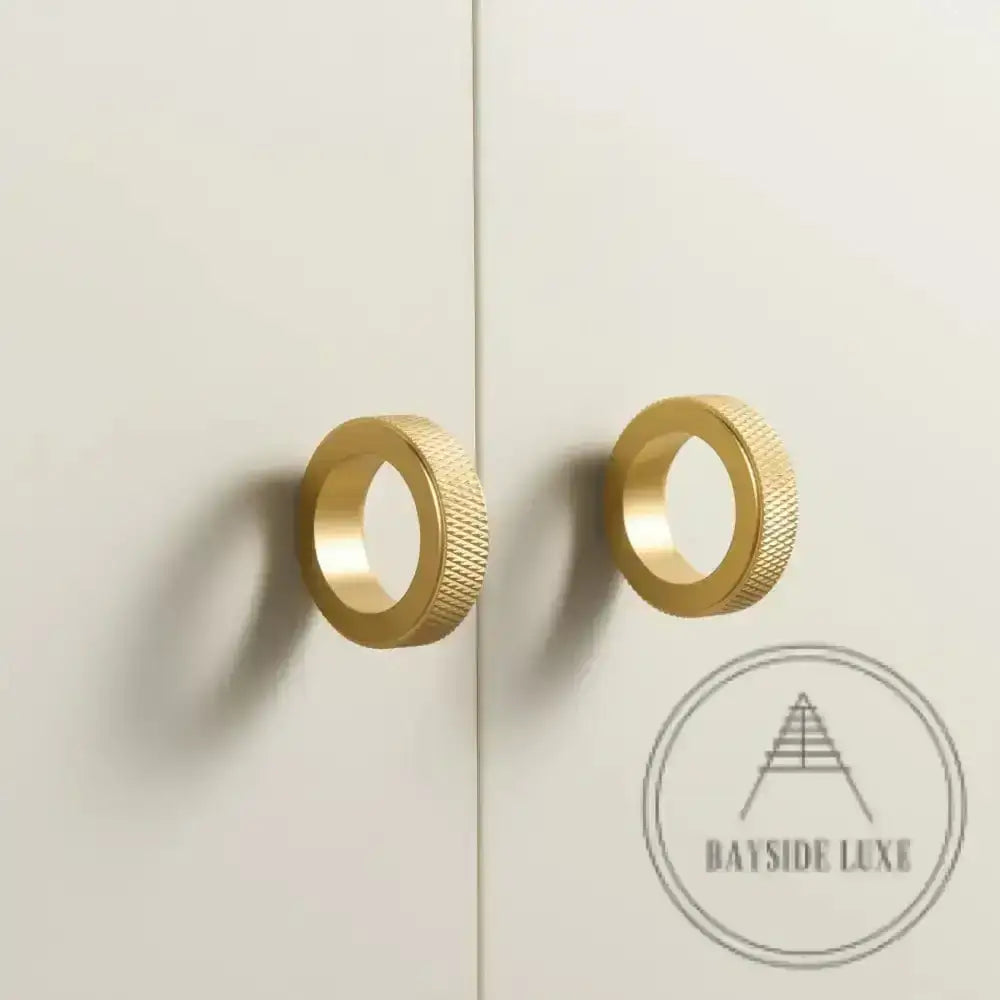 Cabinet Knobs & Handles Bayside Luxe - Flinders Cross Knurled Solid Satin Brass Pulls