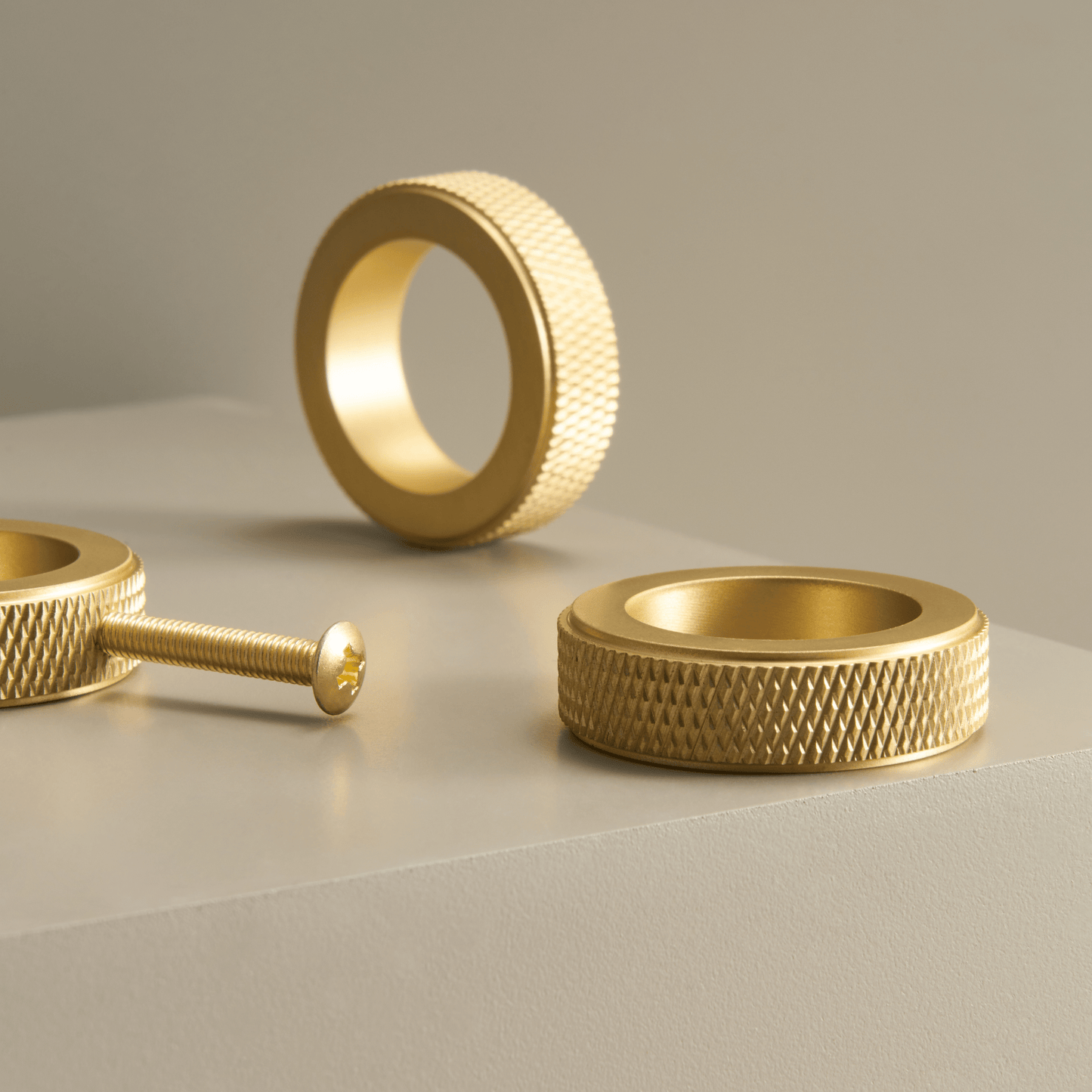 Cabinet Knobs & Handles Bayside Luxe - Flinders Cross Knurled Solid Satin Brass Pulls