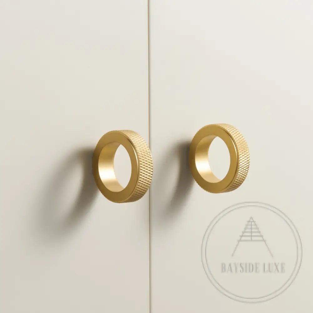 Cabinet Knobs & Handles Bayside Luxe - Flinders Cross Knurled Solid Satin Brass Pulls