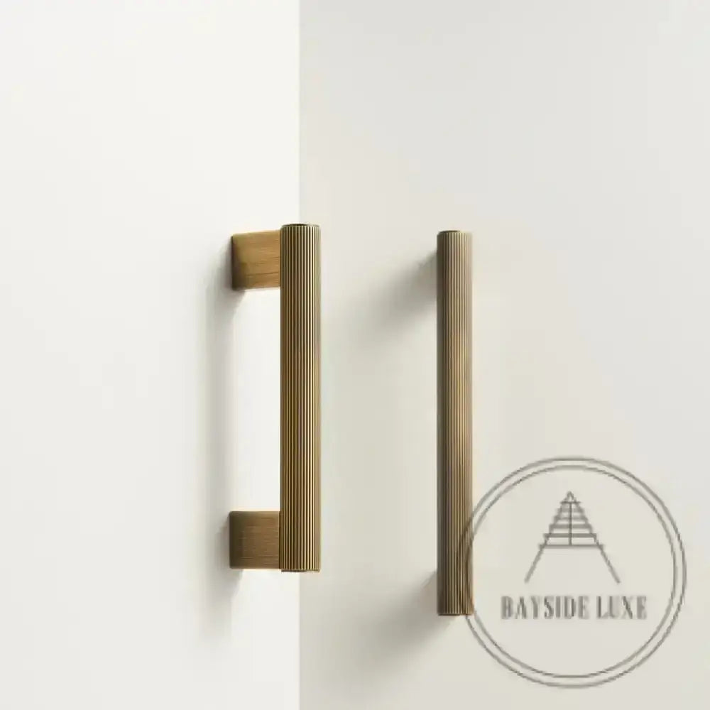 Cabinet Knobs & Handles Bayside Luxe - Kooyong Linear Knurled Antique Brass Cabinetry Handles