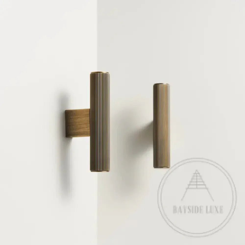 Cabinet Knobs & Handles Bayside Luxe - Kooyong Linear Knurled Antique Brass Cabinetry Handles
