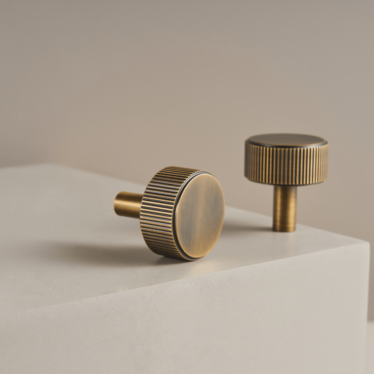 Cabinet Knobs & Handles Bayside Luxe - Kooyong Linear Knurled Antique Brass Cabinetry Handles