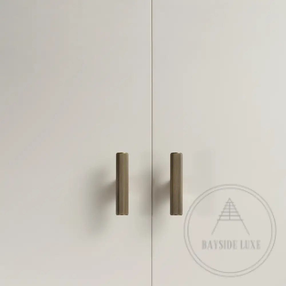 Cabinet Knobs & Handles Bayside Luxe - Kooyong Linear Knurled Antique Brass Cabinetry Handles