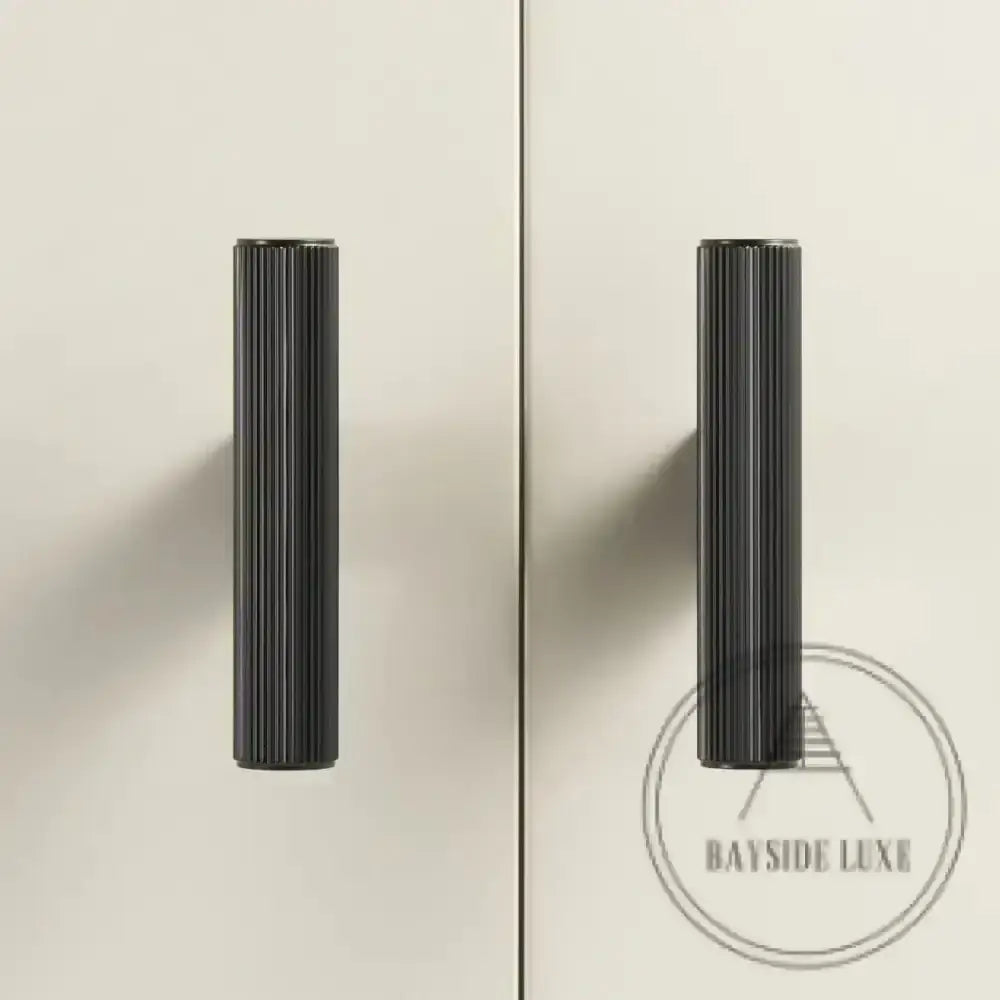 Cabinet Knobs & Handles Bayside Luxe - Kooyong Linear Knurled Black Brass Cabinetry Handles