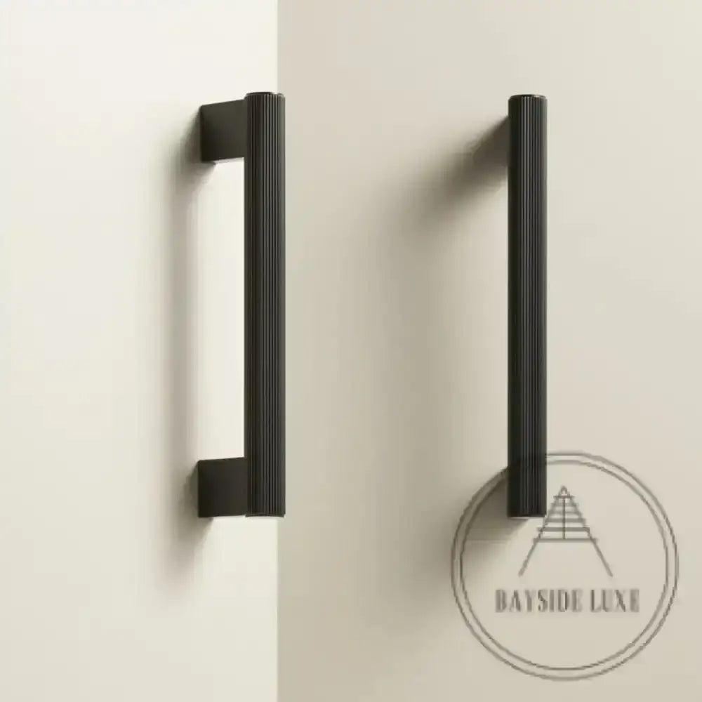 Cabinet Knobs & Handles Bayside Luxe - Kooyong Linear Knurled Black Brass Cabinetry Handles
