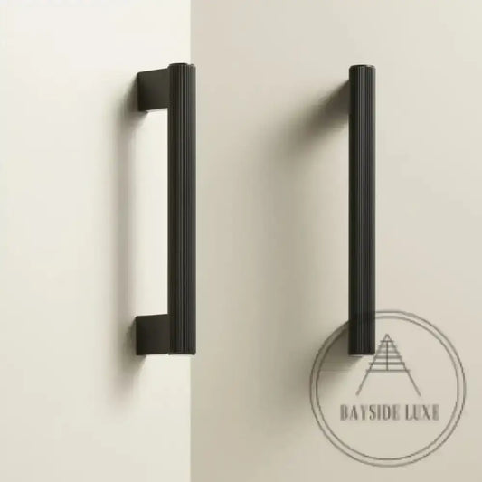 Cabinet Knobs & Handles Bayside Luxe - Kooyong Linear Knurled Black Brass Cabinetry Handles