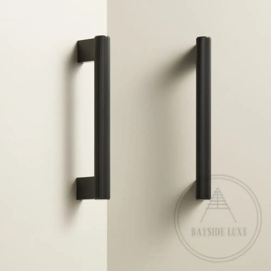 Cabinet Knobs & Handles Bayside Luxe - Kooyong Linear Knurled Black Brass Cabinetry Handles