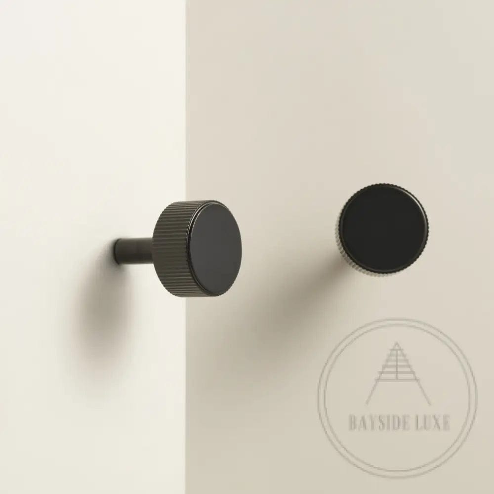 Cabinet Knobs & Handles Bayside Luxe - Kooyong Linear Knurled Black Brass Cabinetry Handles