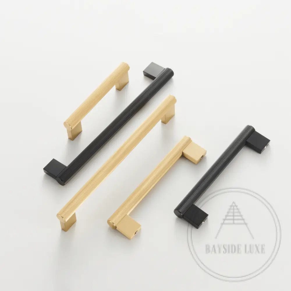 Cabinet Knobs & Handles Bayside Luxe - Kooyong Linear Knurled Black Brass Cabinetry Handles