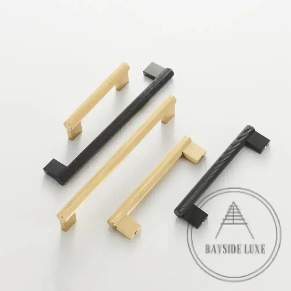 Cabinet Knobs & Handles Bayside Luxe - Kooyong Linear Knurled Satin Brass Cabinetry Handles