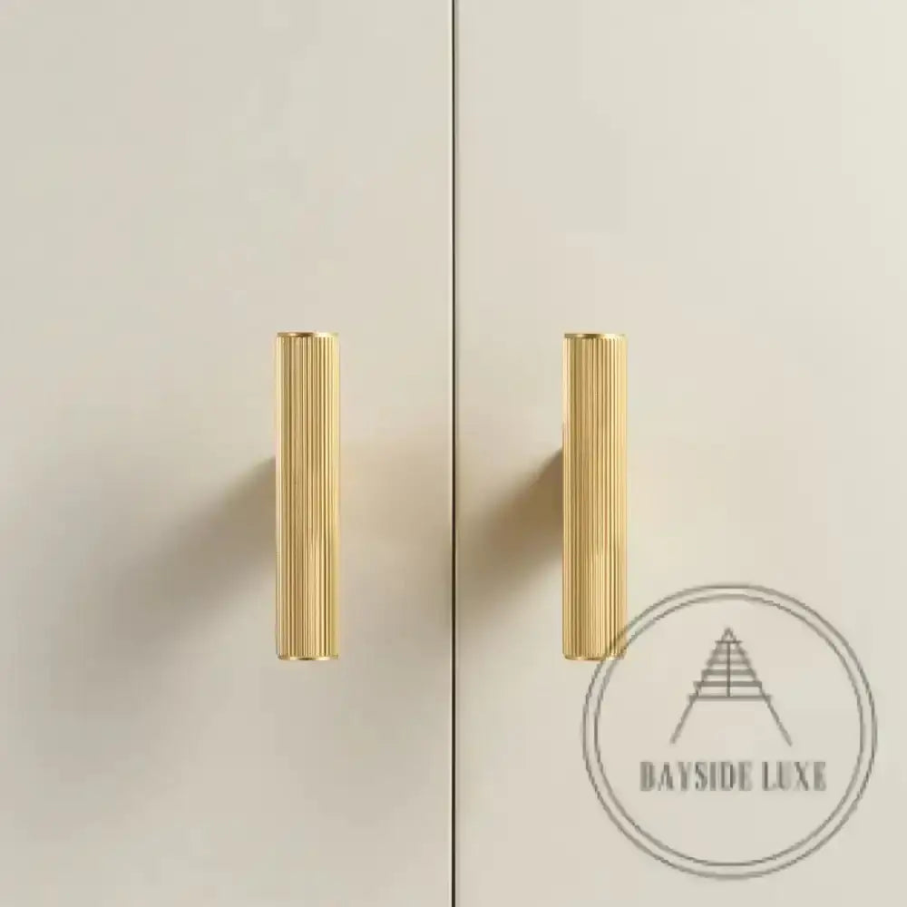 Cabinet Knobs & Handles Bayside Luxe - Kooyong Linear Knurled Satin Brass Cabinetry Handles
