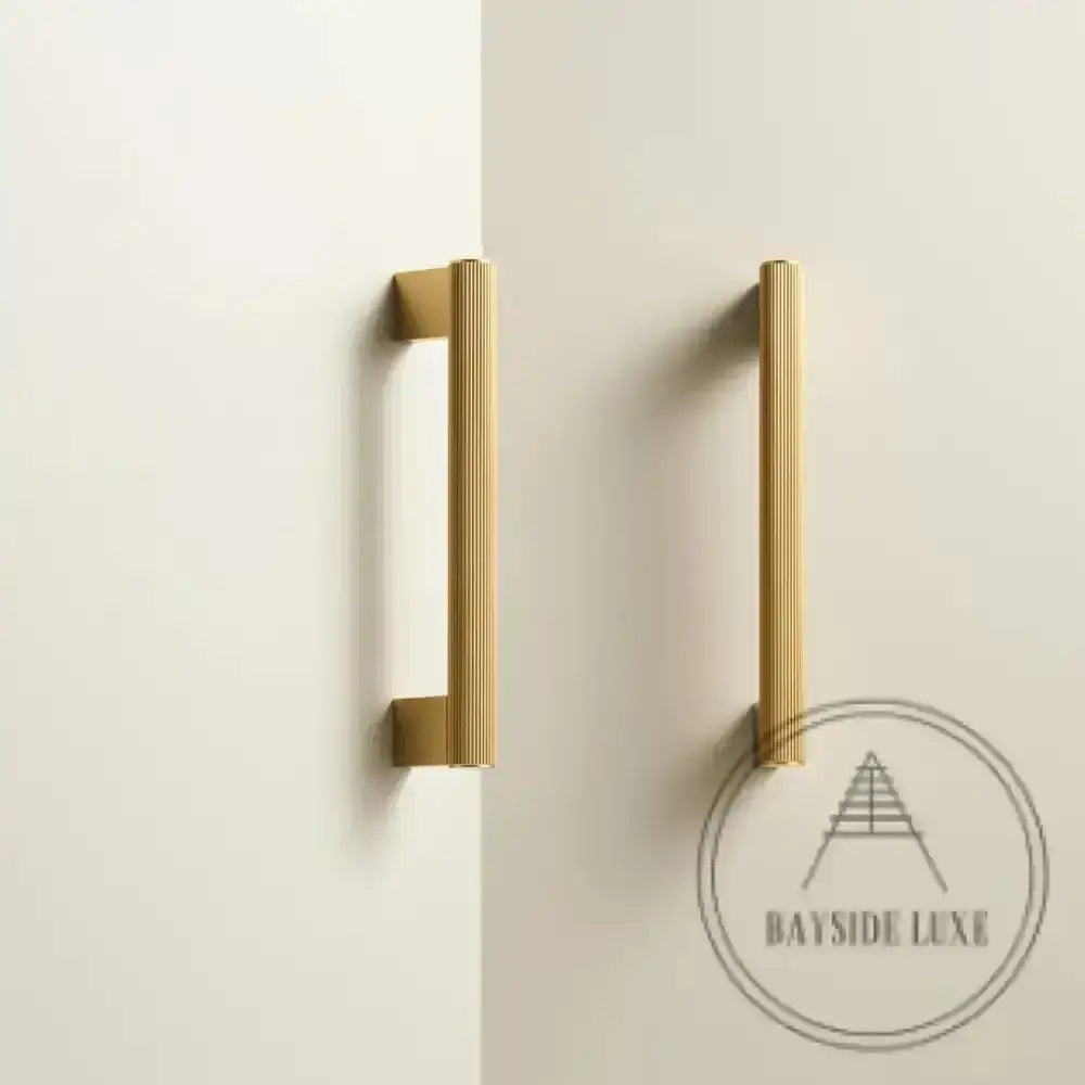 Cabinet Knobs & Handles Bayside Luxe - Kooyong Linear Knurled Satin Brass Cabinetry Handles
