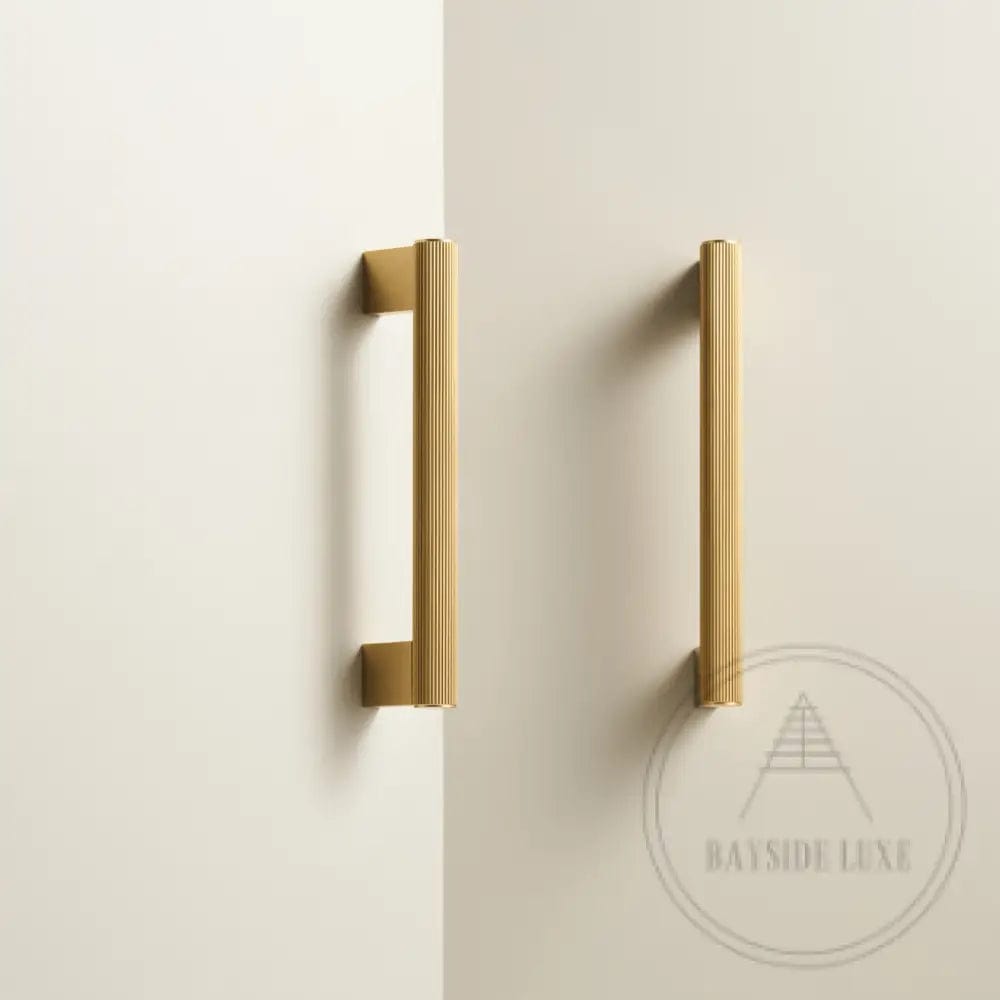 Cabinet Knobs & Handles Bayside Luxe - Kooyong Linear Knurled Satin Brass Cabinetry Handles