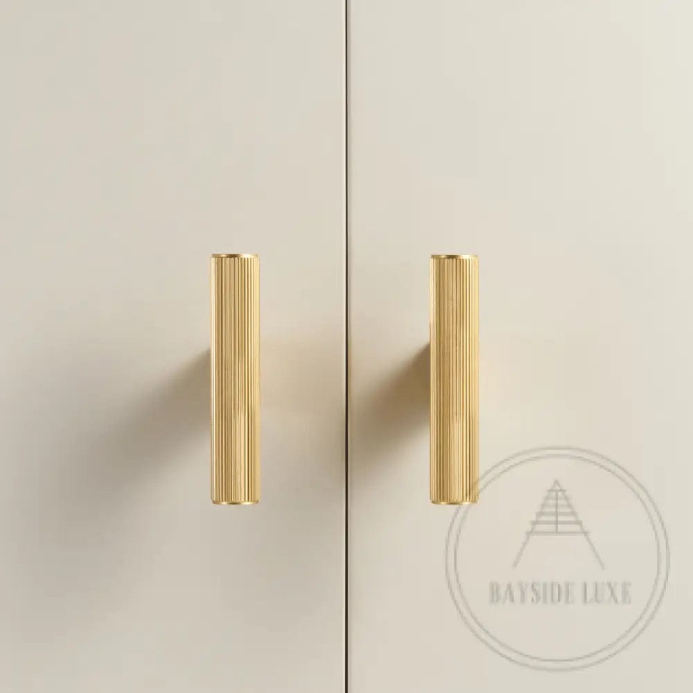 Cabinet Knobs & Handles Bayside Luxe - Kooyong Linear Knurled Satin Brass Cabinetry Handles