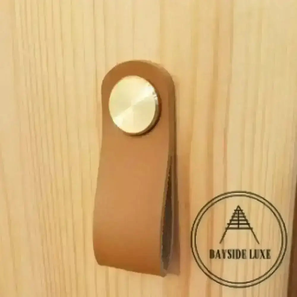 Cabinet Knobs & Handles Bayside Luxe - Leather flat gold stud pulls