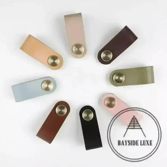 Cabinet Knobs & Handles Bayside Luxe - Leather flat gold stud pulls