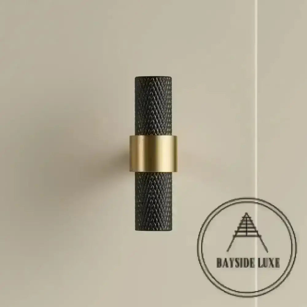 Cabinet Knobs & Handles Bayside Luxe - Mount Eliza Black and Satin Brass Knurled Handles
