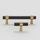 Cabinet Knobs & Handles 50 x 34mm T Bar / Black and Satin Brass / Solid Brass Bayside Luxe - Mount Eliza Black and Satin Brass Knurled T Bar Handle