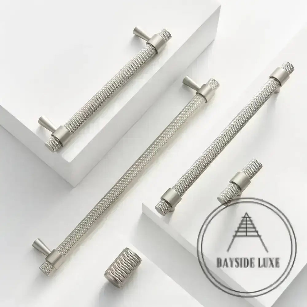 Cabinet Knobs & Handles Bayside Luxe - Mount Eliza Nickel Knurled Handles