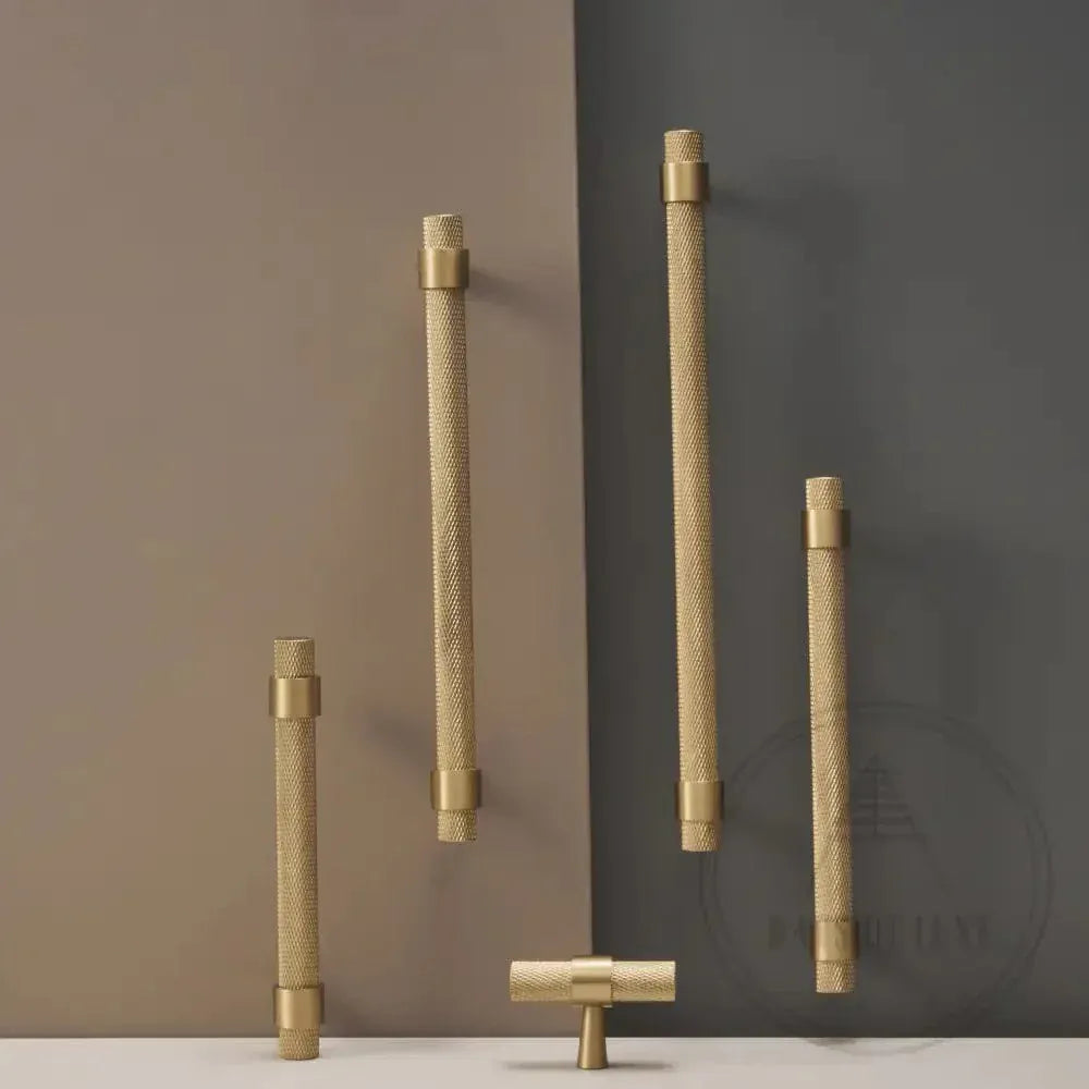 Cabinet Knobs & Handles Bayside Luxe - Mount Eliza Satin Brass Brass Knurled Handles